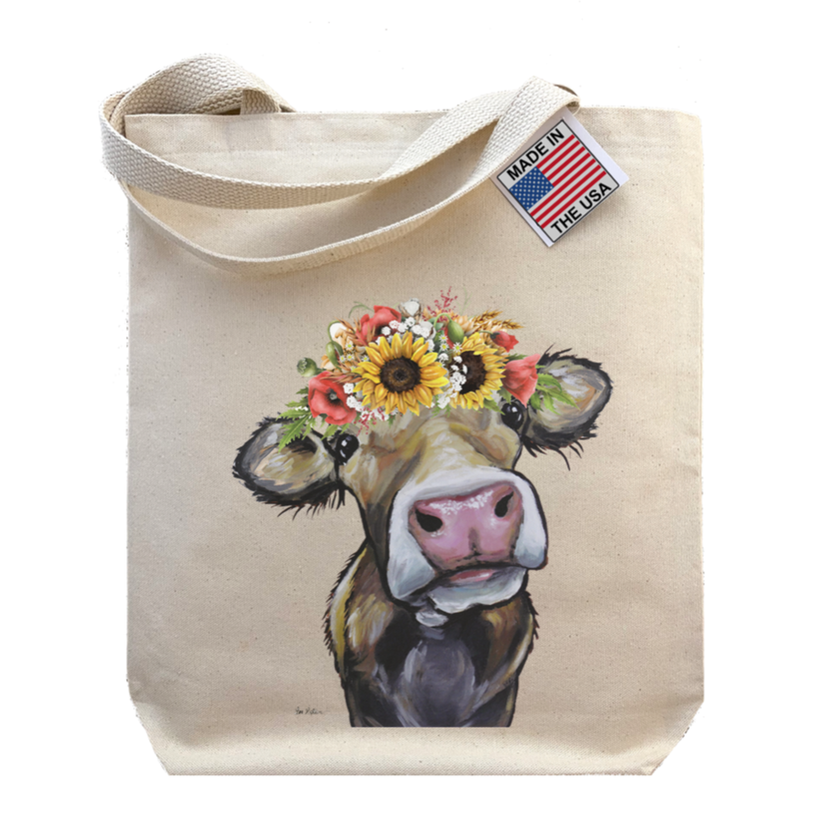 Hippie Hound Studios Colorful Sunflower Cow 'Hazel' - Gusset Tote