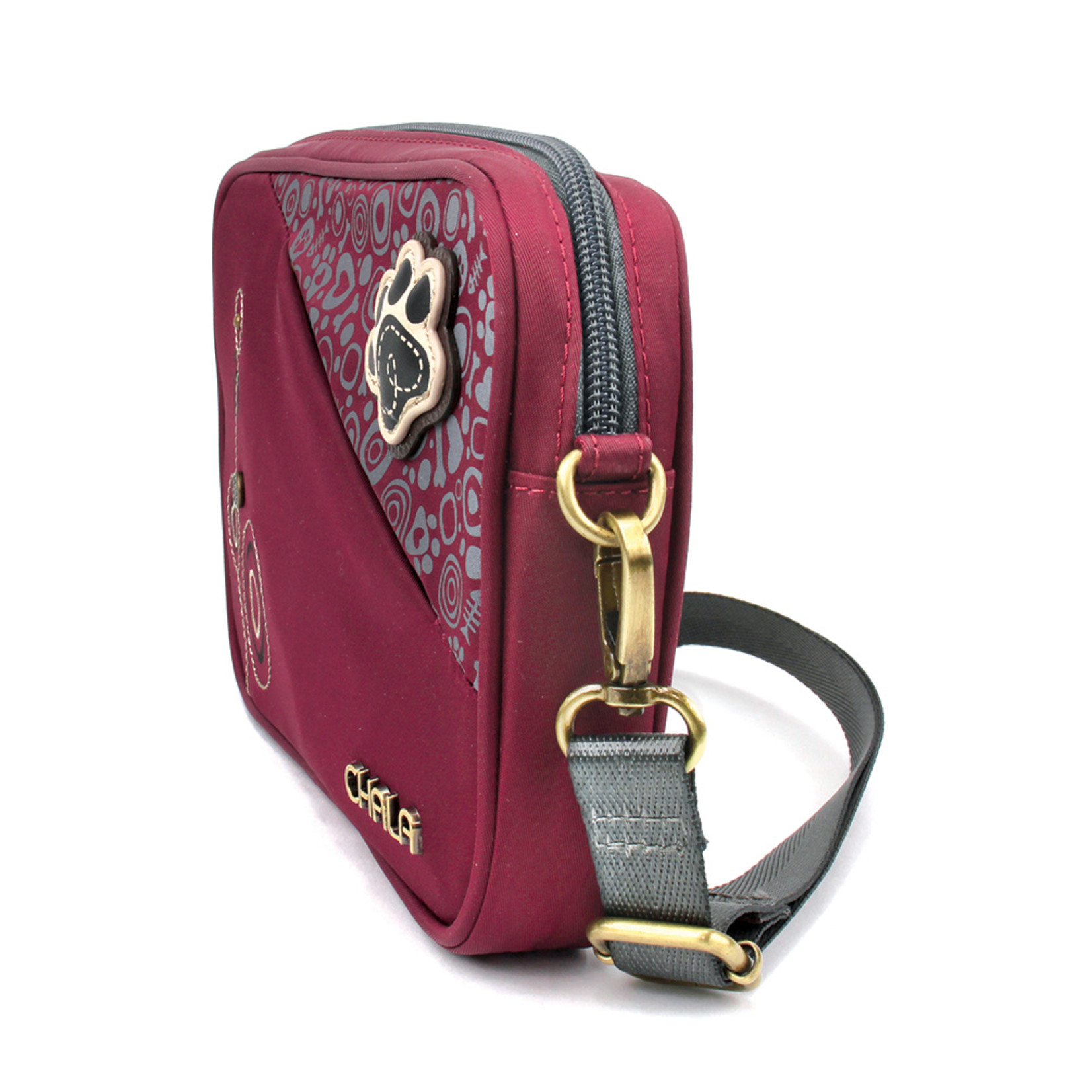 Chala Venture Mini Crossbody - Paw Print - Burgundy