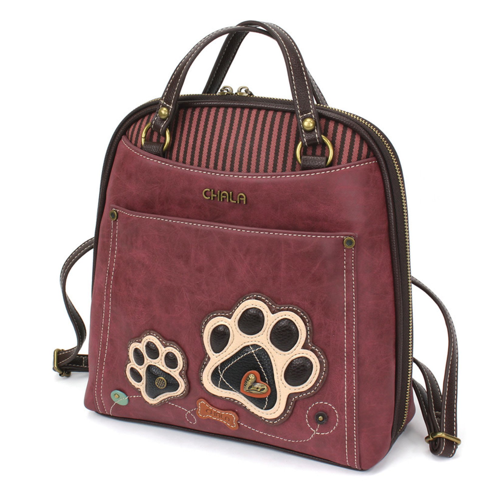 Chala Convertible Backpack Purse - Paw Print