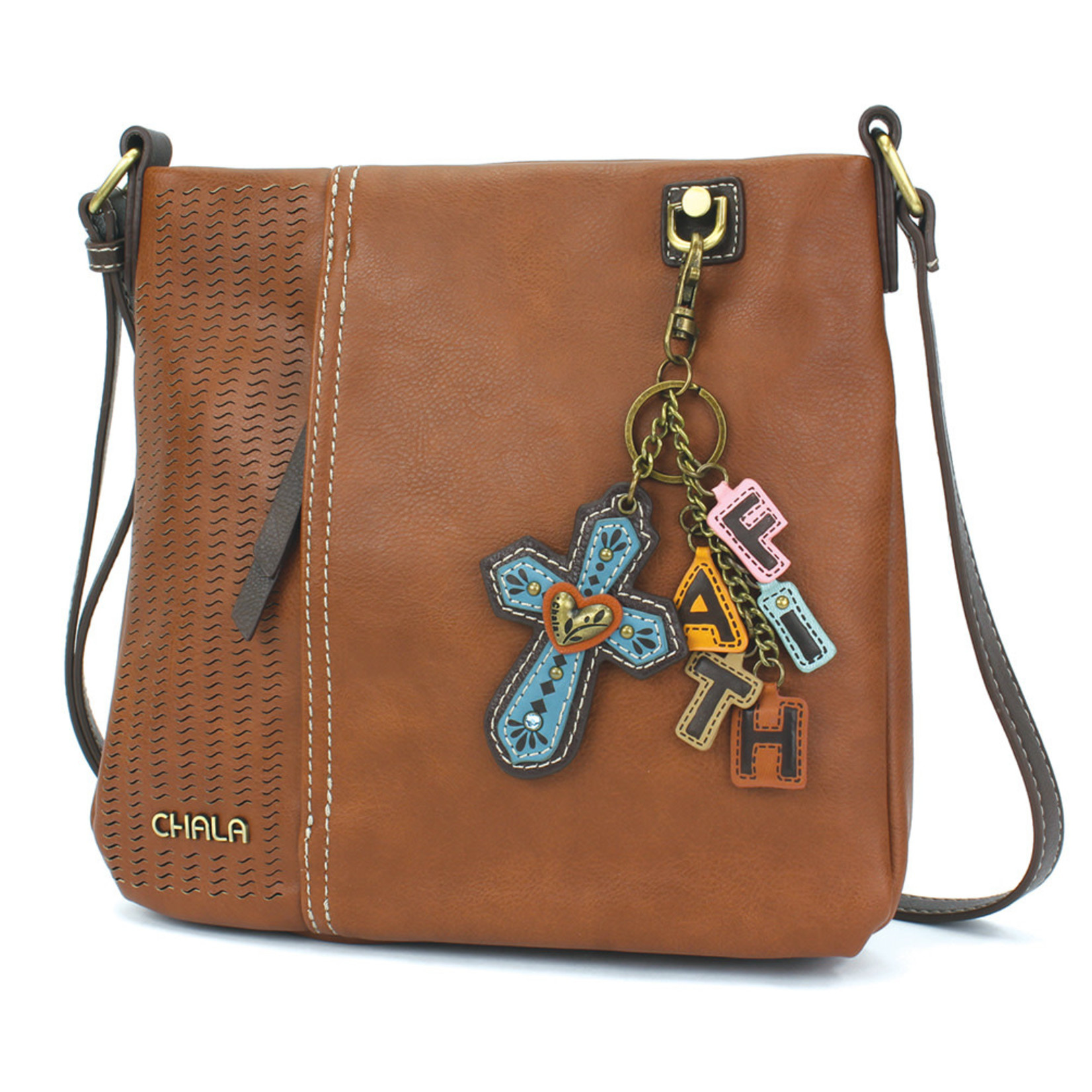 Chala Laser Cut Crossbody - (Brown) Cross - Charming Charms Keychain