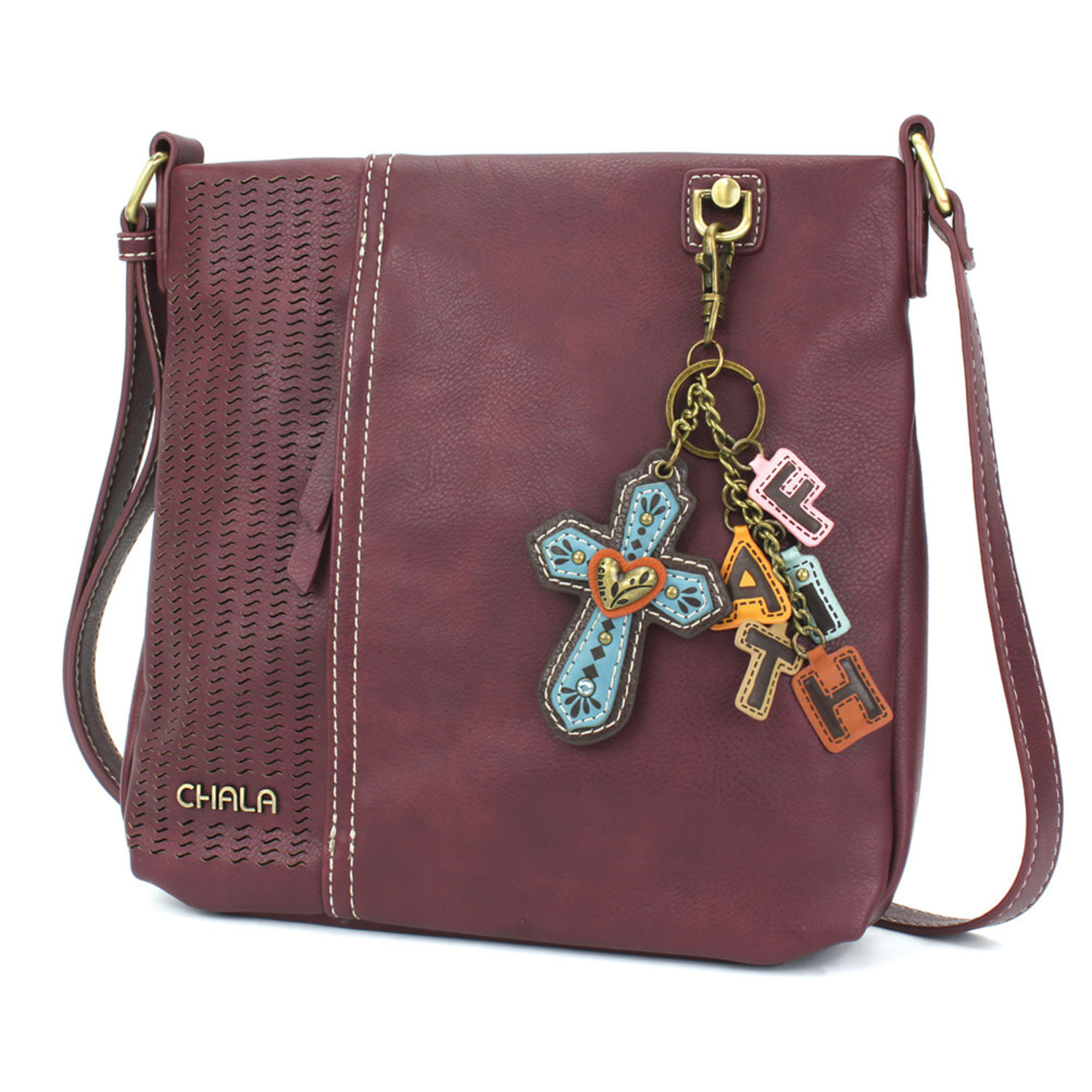 Chala Laser Cut Crossbody - (Plum) Cross - Charming Charms Keychain