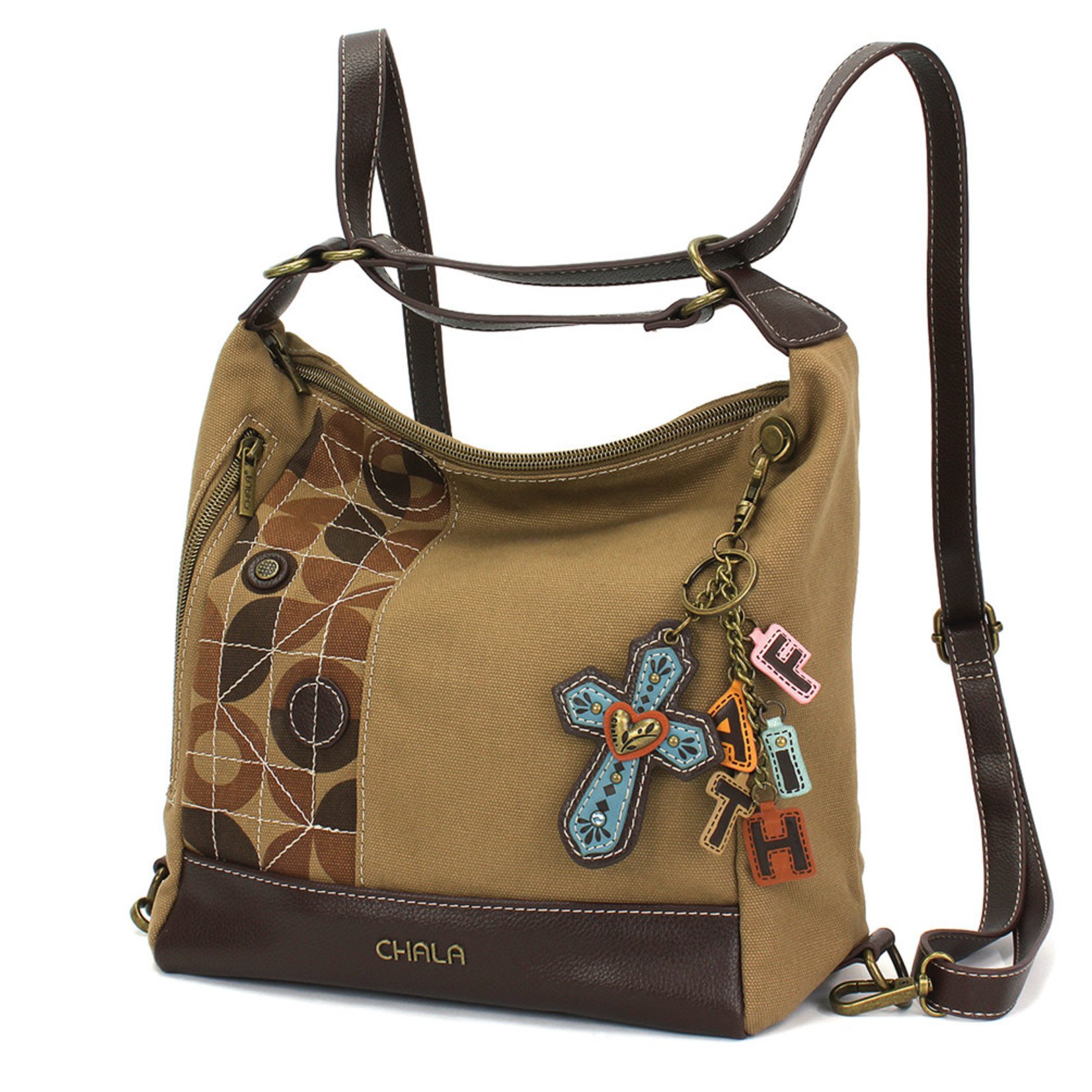 Chala Retro Convertible Purse - (Olive) CROSS - Charming Charms Keychain