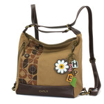 Chala Retro Convertible Purse - (Olive) DAISY - Charming Charms Keychain