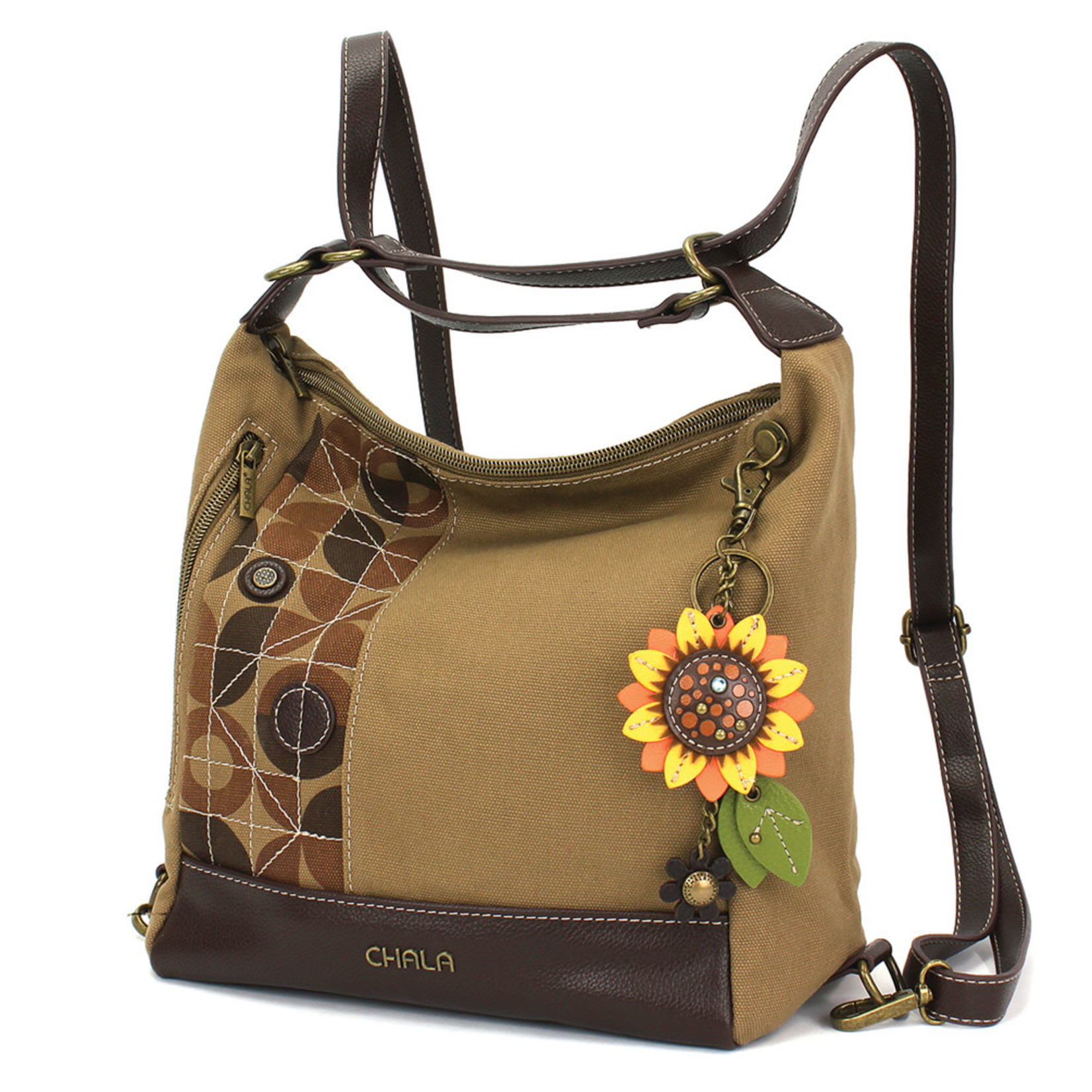 Chala handbags Retro Convertible Purse - Mini Keychain Sunflower