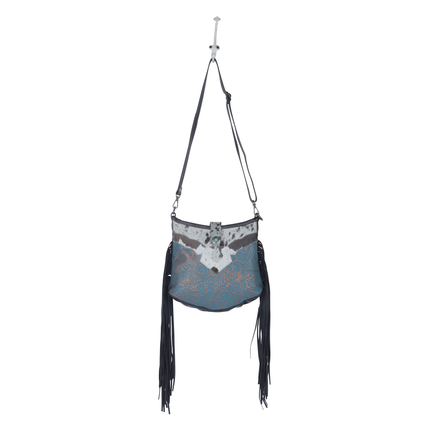 Myra Bags S-3981 Sapphire Vines Leather & Hairon Bag
