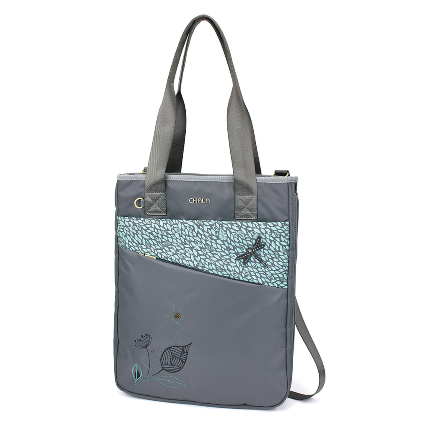 Chala Group Handbags Dragonfly CV Venture Zip Around Tote Shoulder Bag, Grey