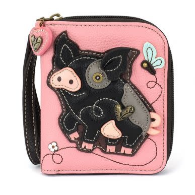 Zip Around Wallet - Spotted Black Pig