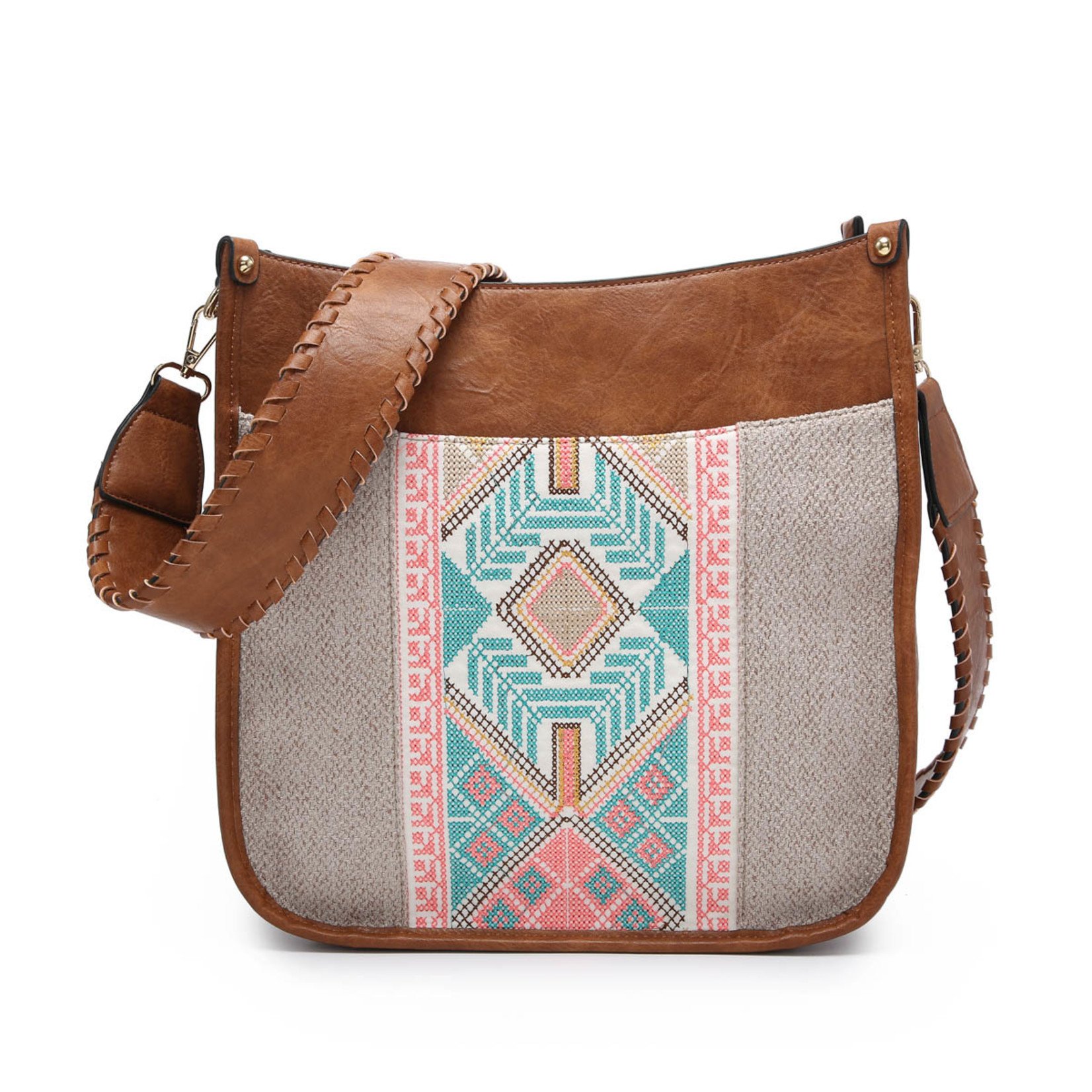 Jen & Co Chloe Crossbody - Tribal-Brown/Mint (M1977-TRB-BRMT)