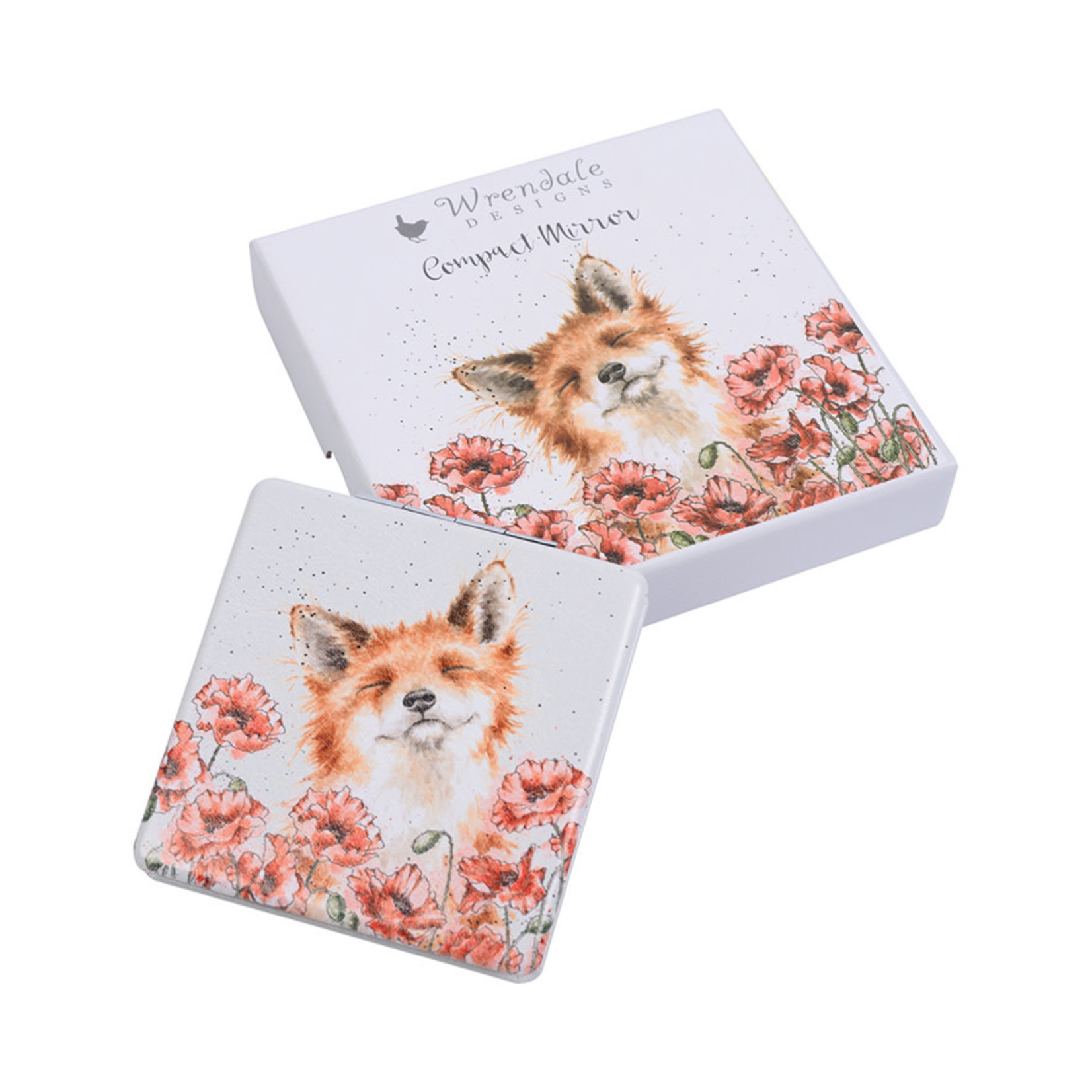 Wrendale Designs MR010 Compact Mirror - 'Poppy Fields' Fox