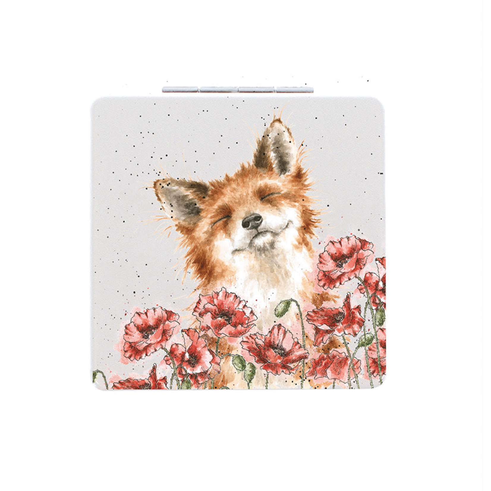Wrendale Designs MR010 Compact Mirror - 'Poppy Fields' Fox