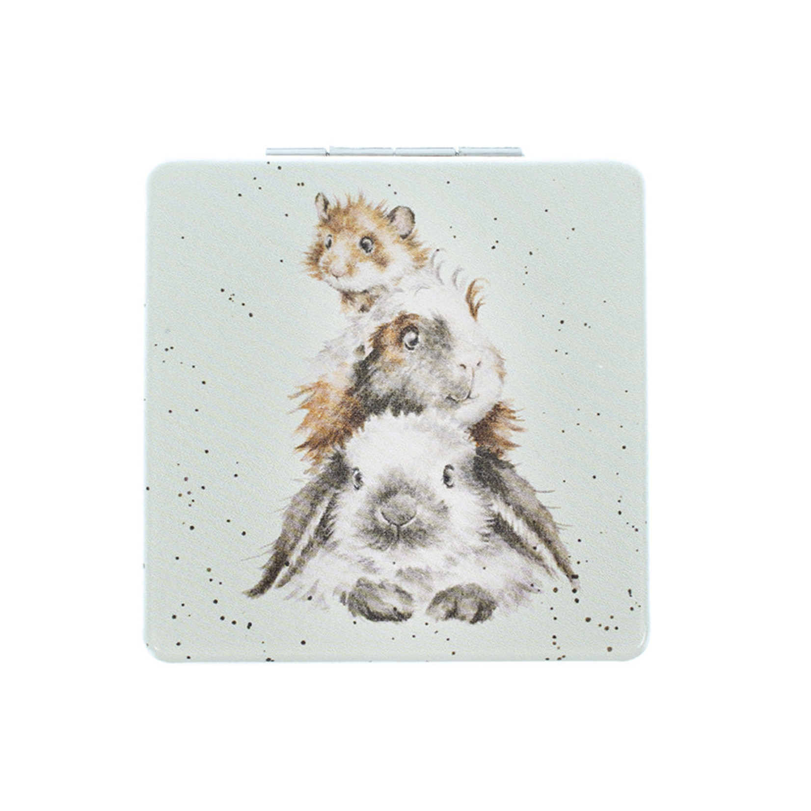 Wrendale Designs MR001 Compact Mirror - 'Piggy In The Middle' Rabbit, Guinea Pig & Hamster