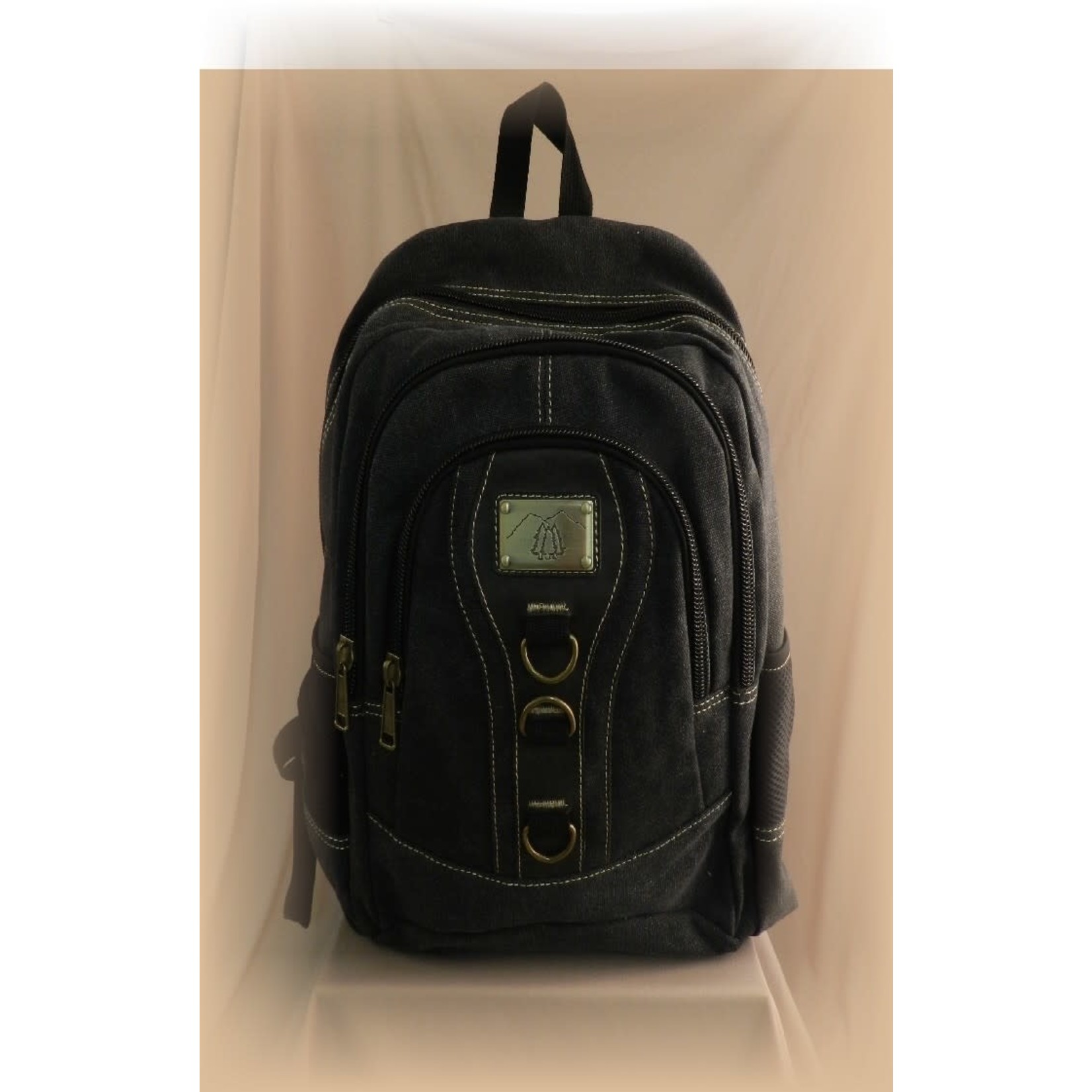 Triple Tree Canvas 3933 Black Canvas Backpack 17"