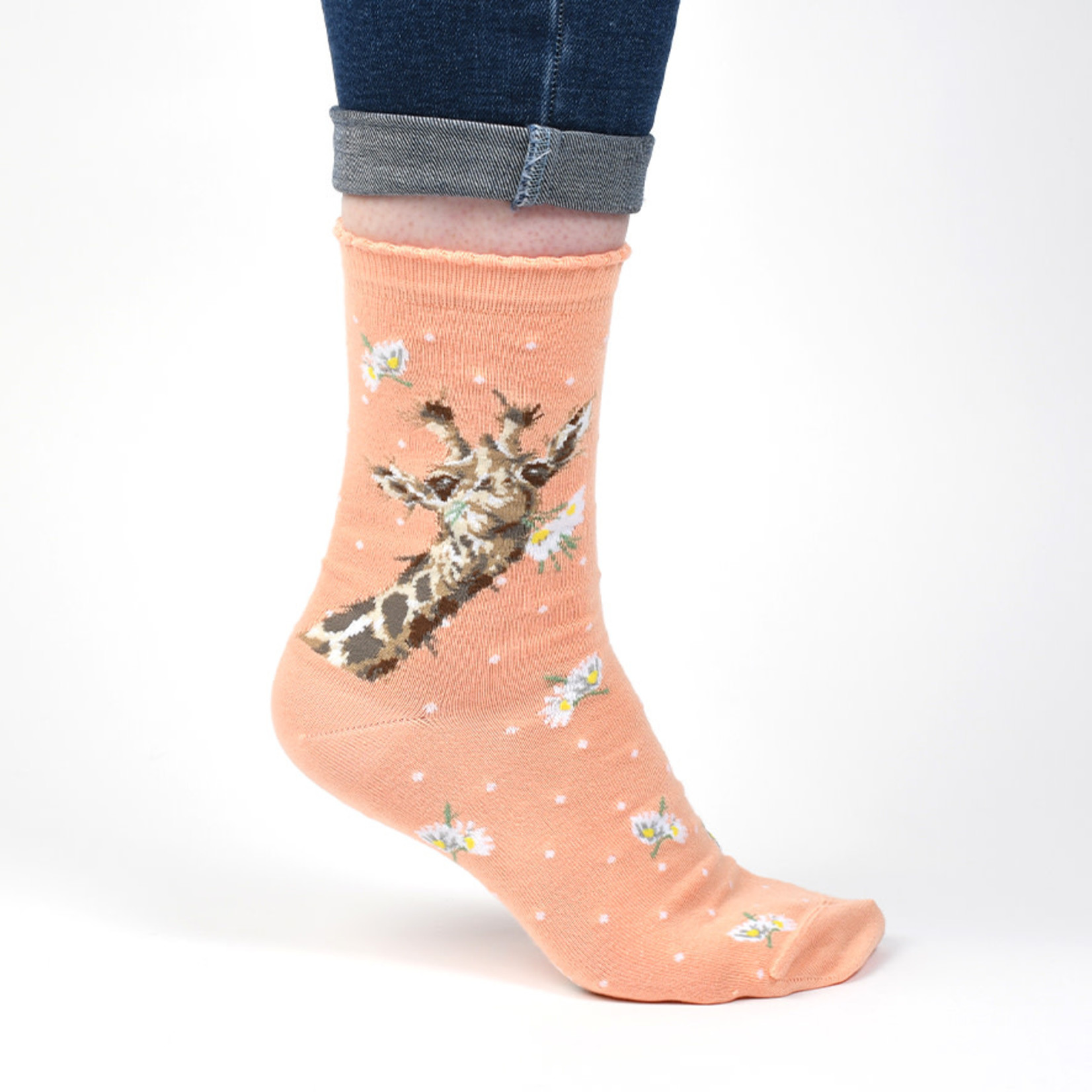 Wrendale Designs SOCK006 Socks - 'Flowers' Giraffe