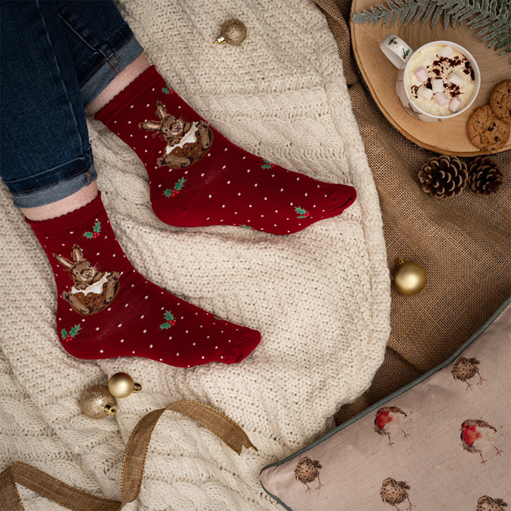 Wrendale Designs Socks - 'Christmas Little Pudding' Bunny (XSOCK001)