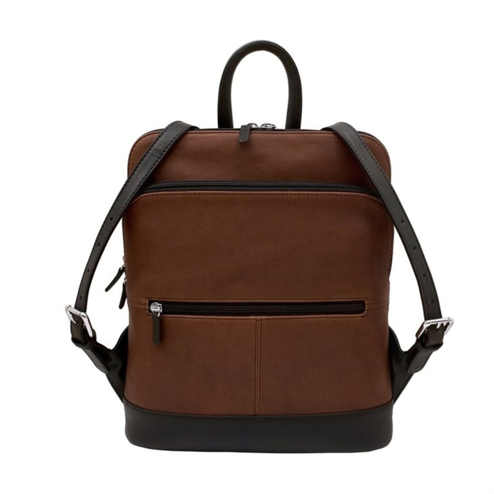 Leather Handbags and Accessories 6505 Toffee/Black - Leather Backpack