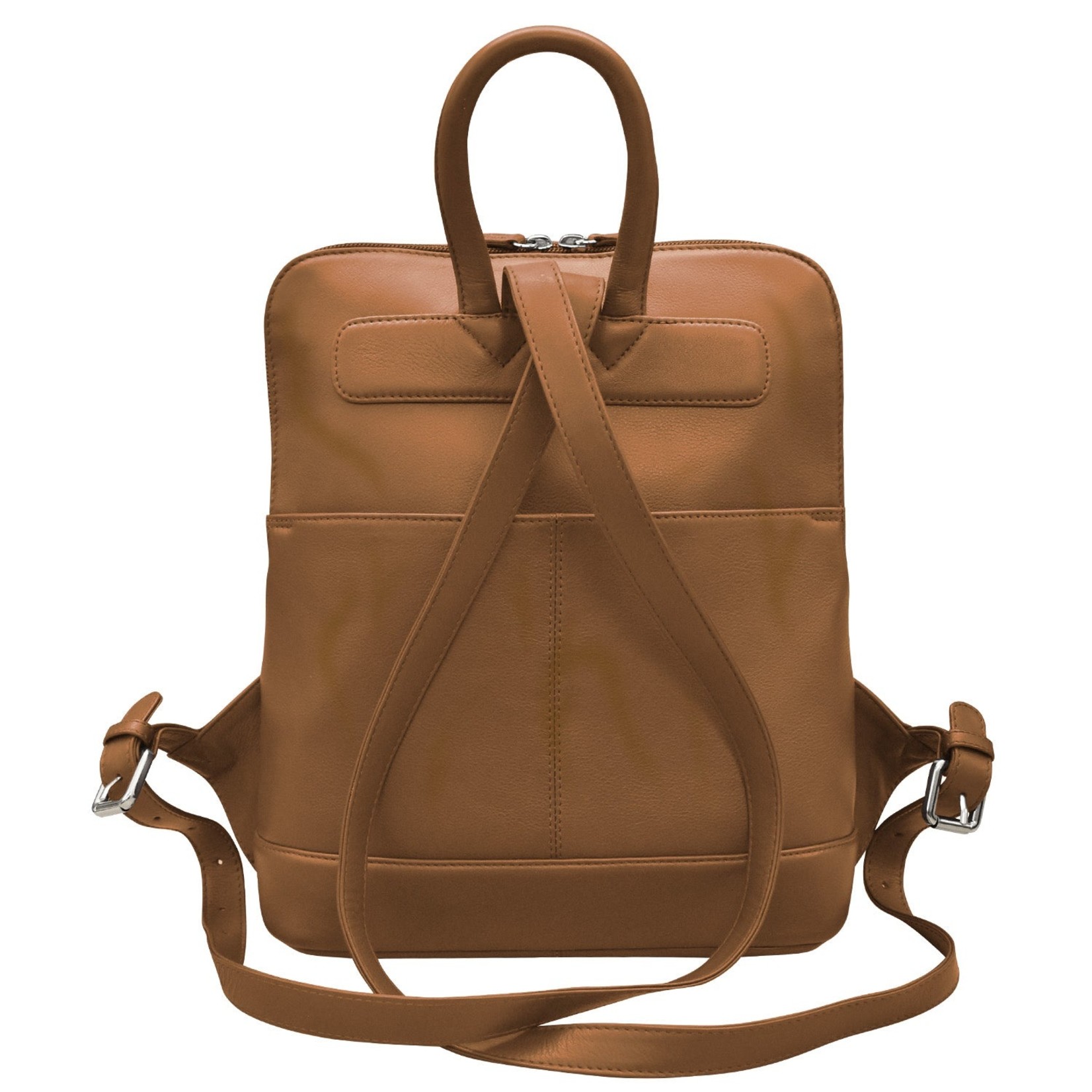 Leather Handbags and Accessories 6505 Toffee/Black - Leather Backpack
