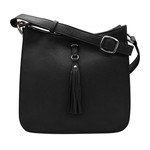 Leather Handbags and Accessories 6888 Black - Feed Bag with Tassel