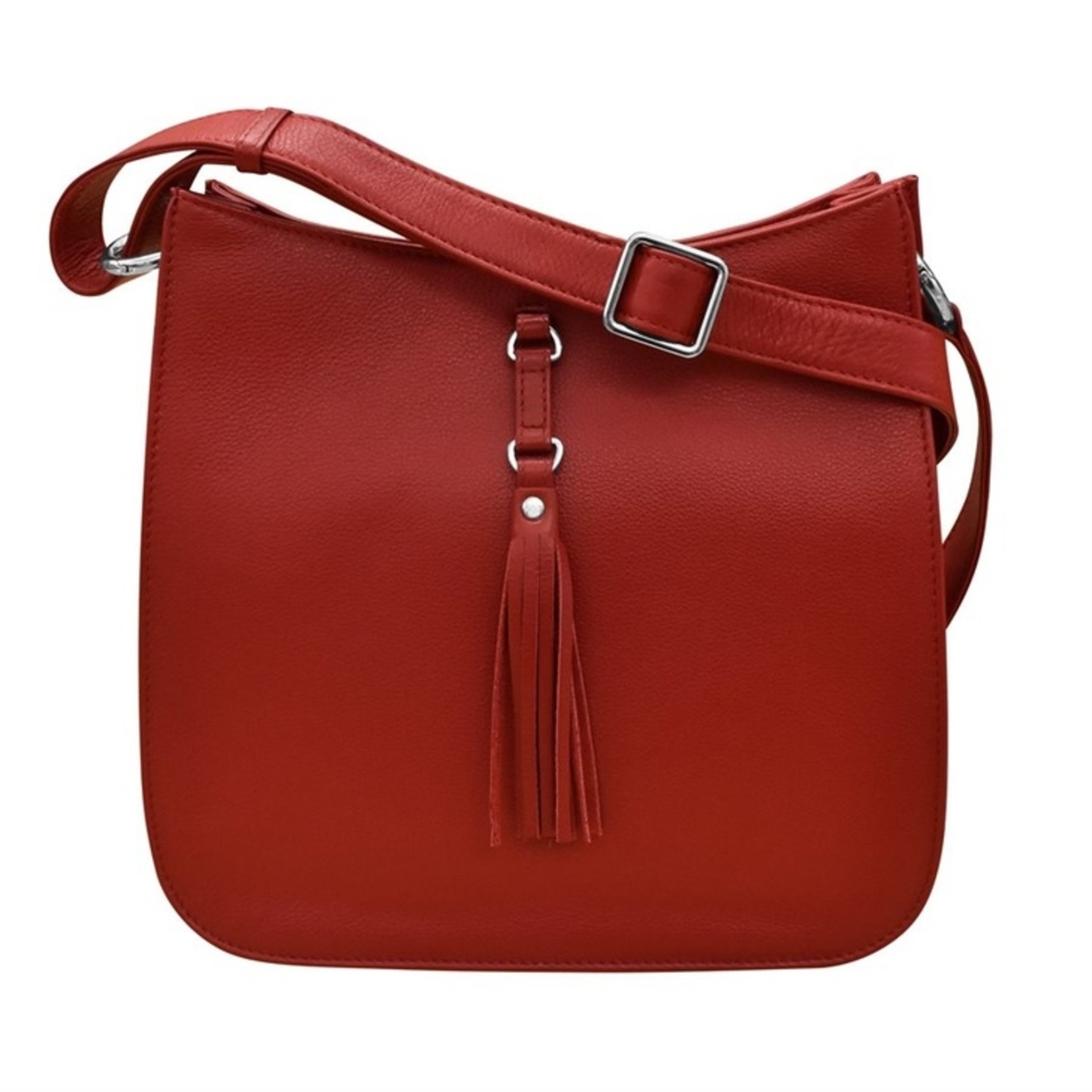 Leather Handbags and Accessories 6888 Red - Feed Bag with Tassel