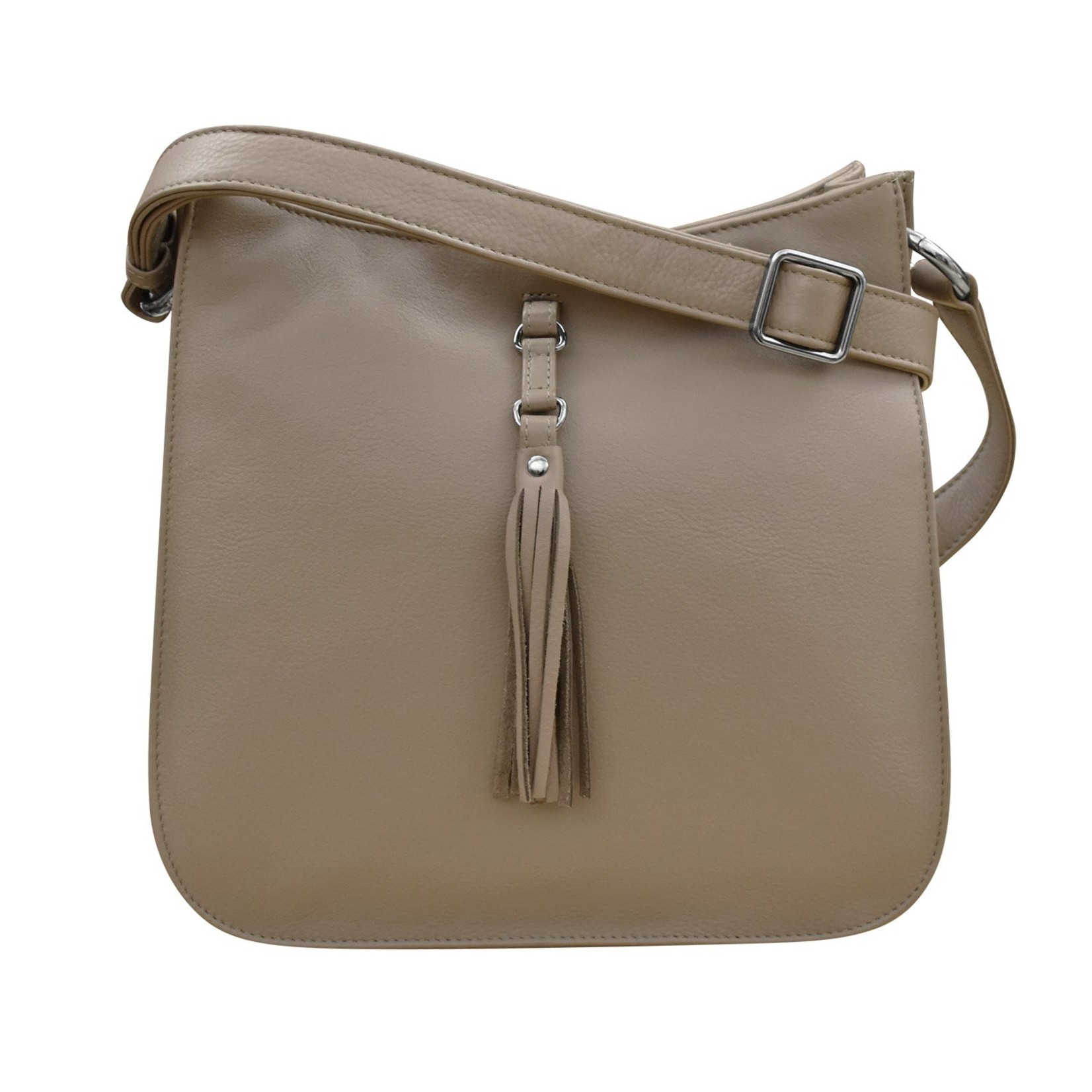Leather Handbags and Accessories 6888 Taupe - Feed Bag with Tassel
