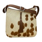 Leather Handbags and Accessories 6888H Toffee/Haircalf - Feed Bag with Tassel