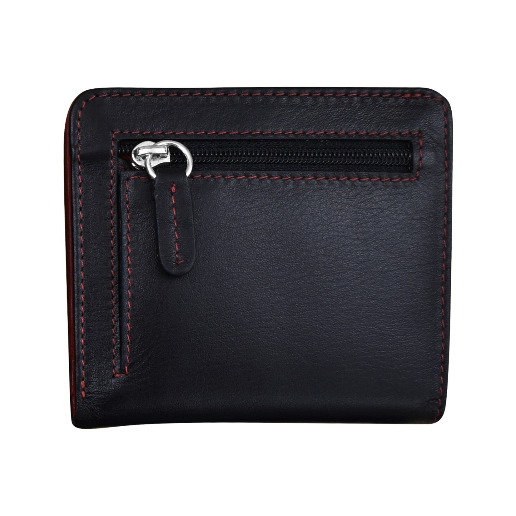 Leather Handbags and Accessories 7831 Black/Red - RFID Mini Wallet Two Toned