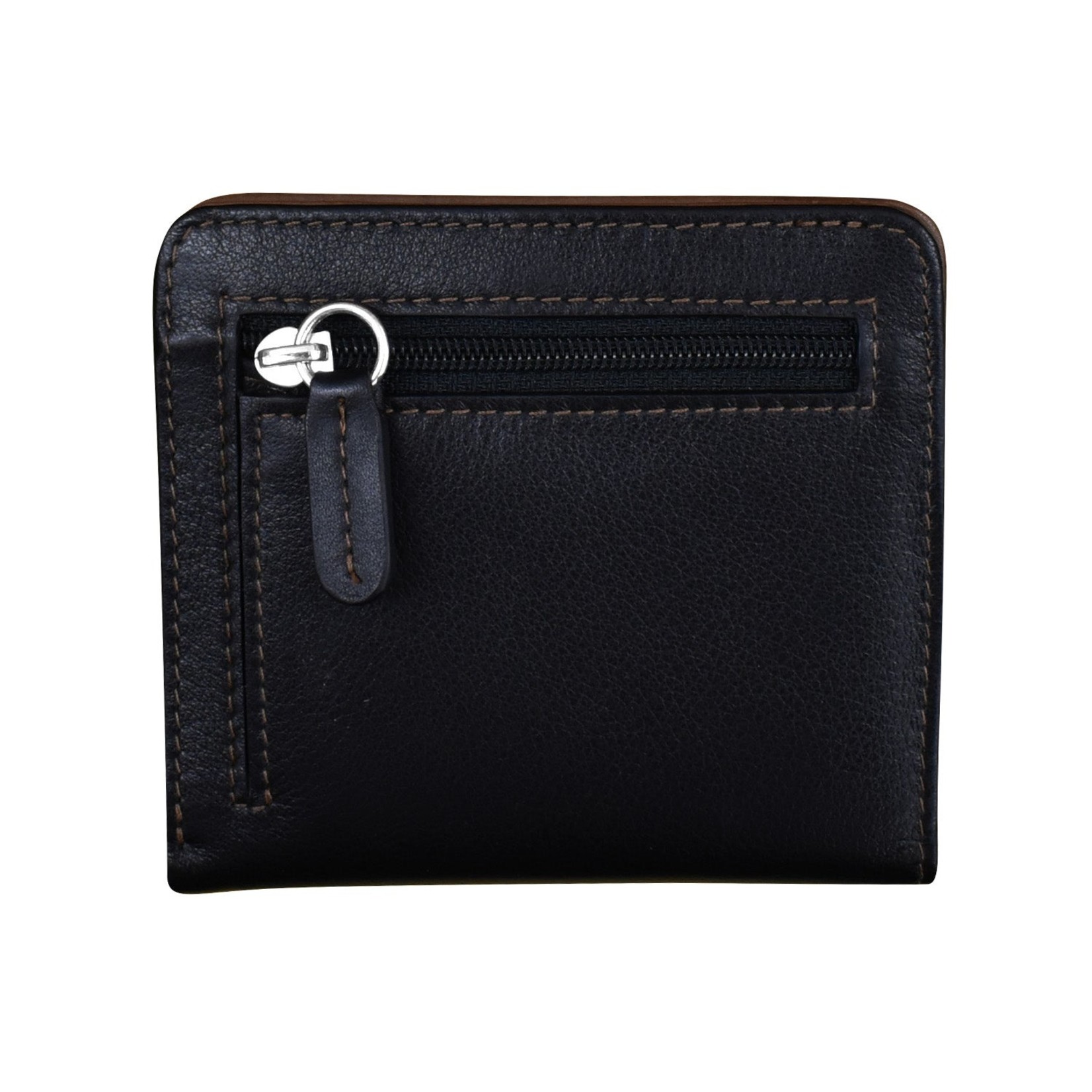 Leather Handbags and Accessories 7831 Black/Toffee - RFID Mini Wallet Two Toned