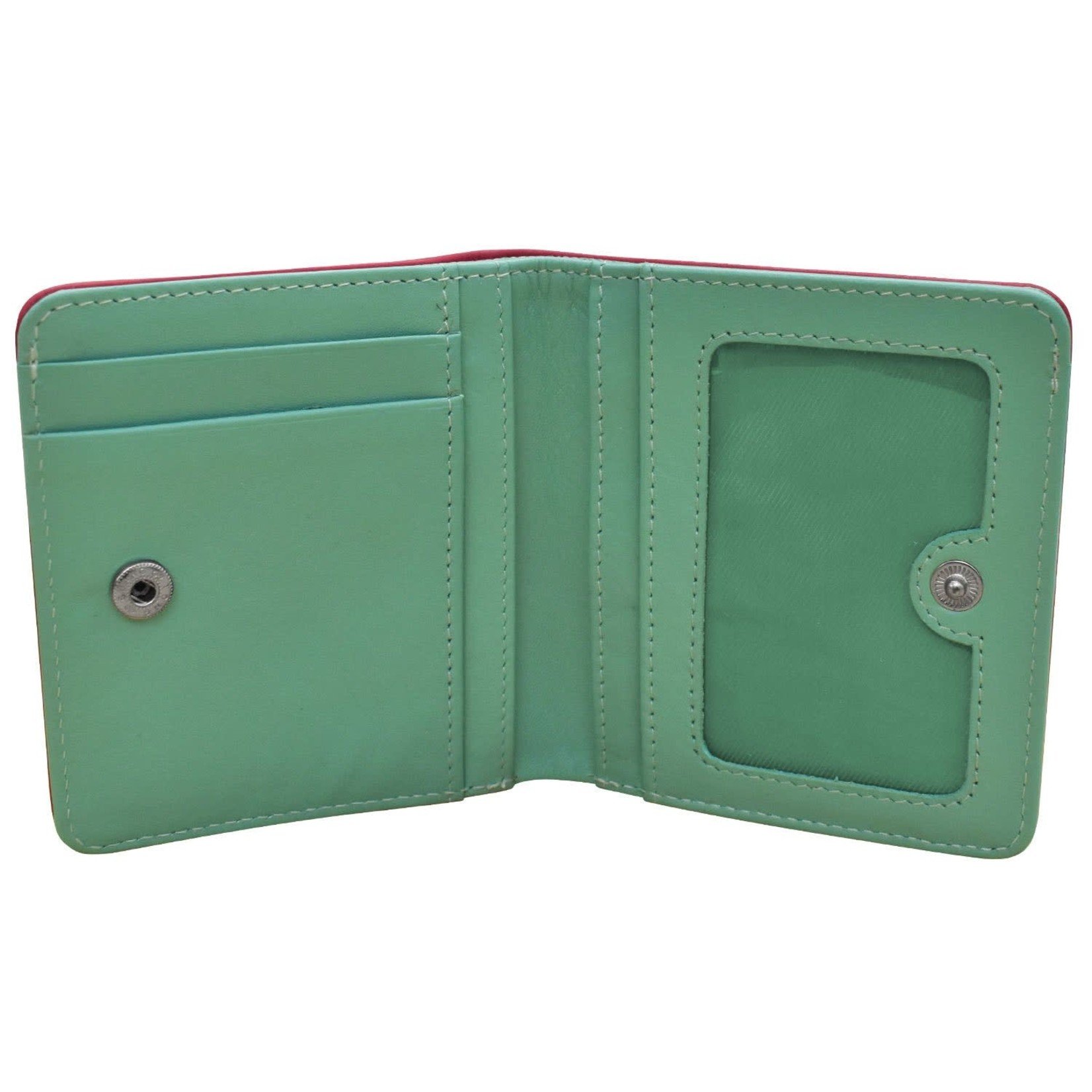 Leather Handbags and Accessories 7831 Indian Pink/Turquoise - RFID Mini Wallet Two Toned