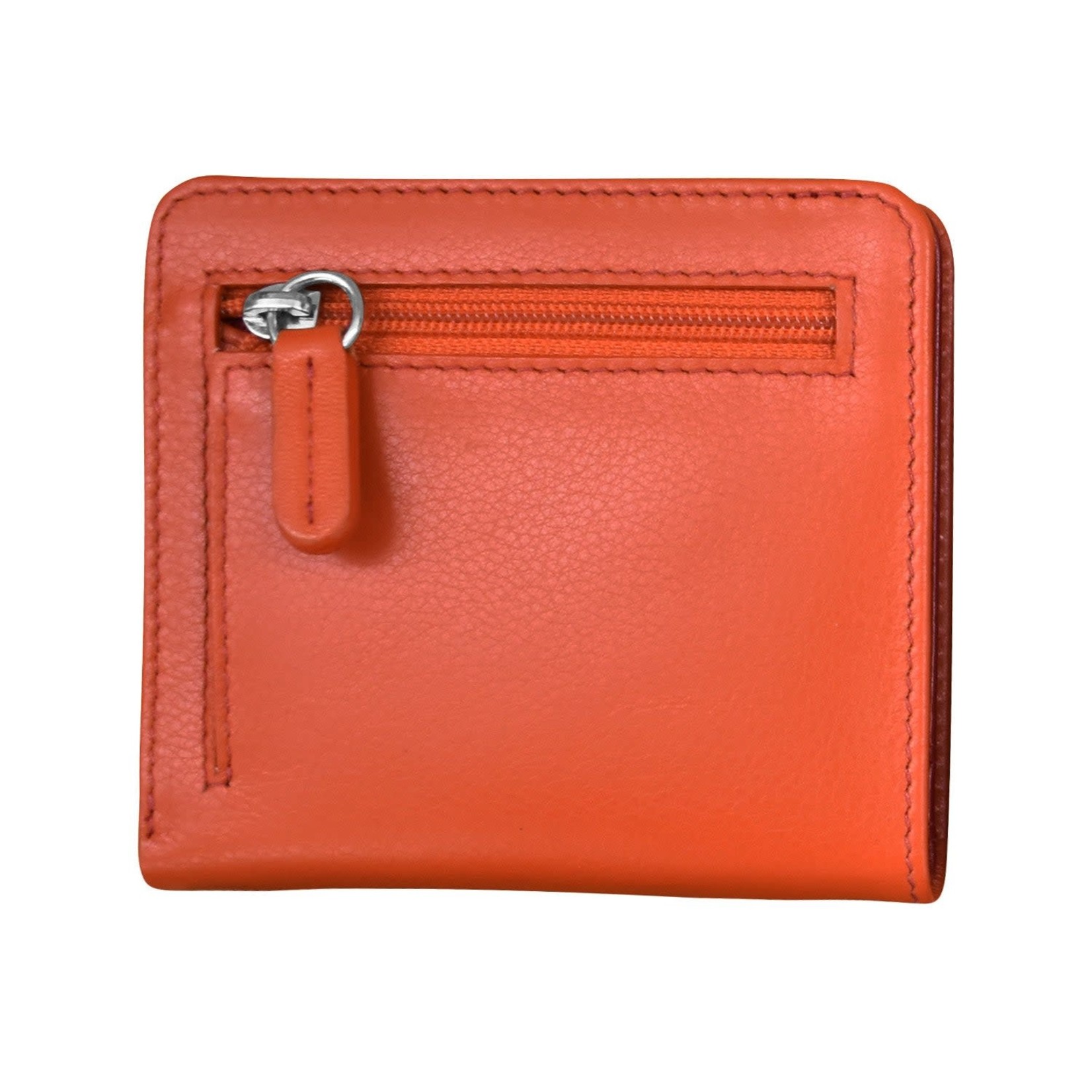 Leather Handbags and Accessories 7831 Orange/Red - RFID Mini Wallet Two Toned