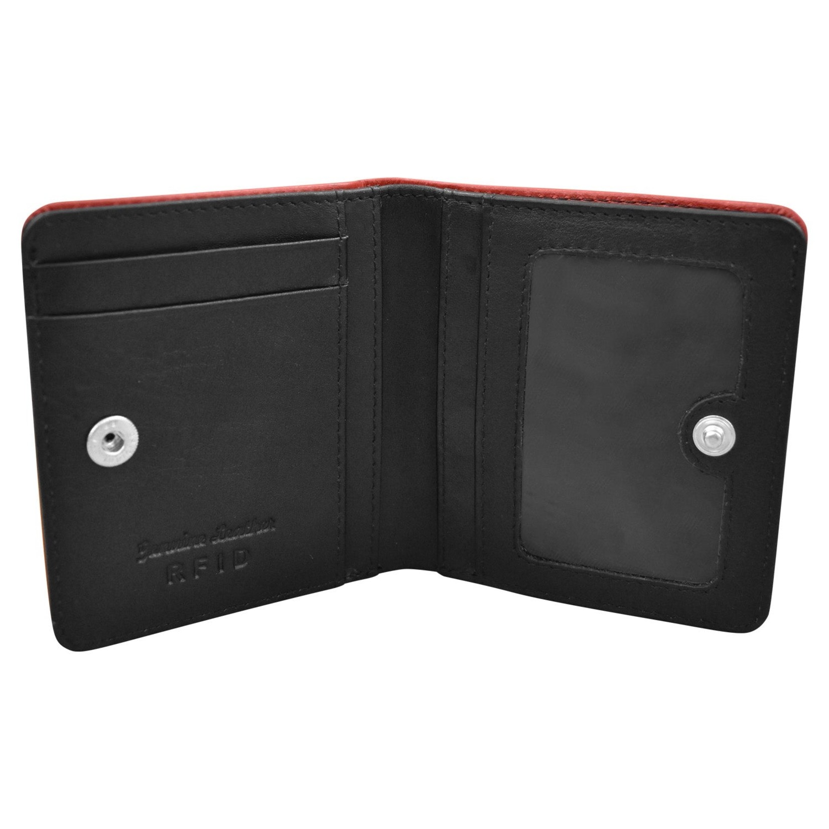 Leather Handbags and Accessories 7831 Red/Black - RFID Mini Wallet Two Toned