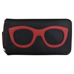 Leather Handbags and Accessories 6462 Black/Red - Leather Eyeglass Case