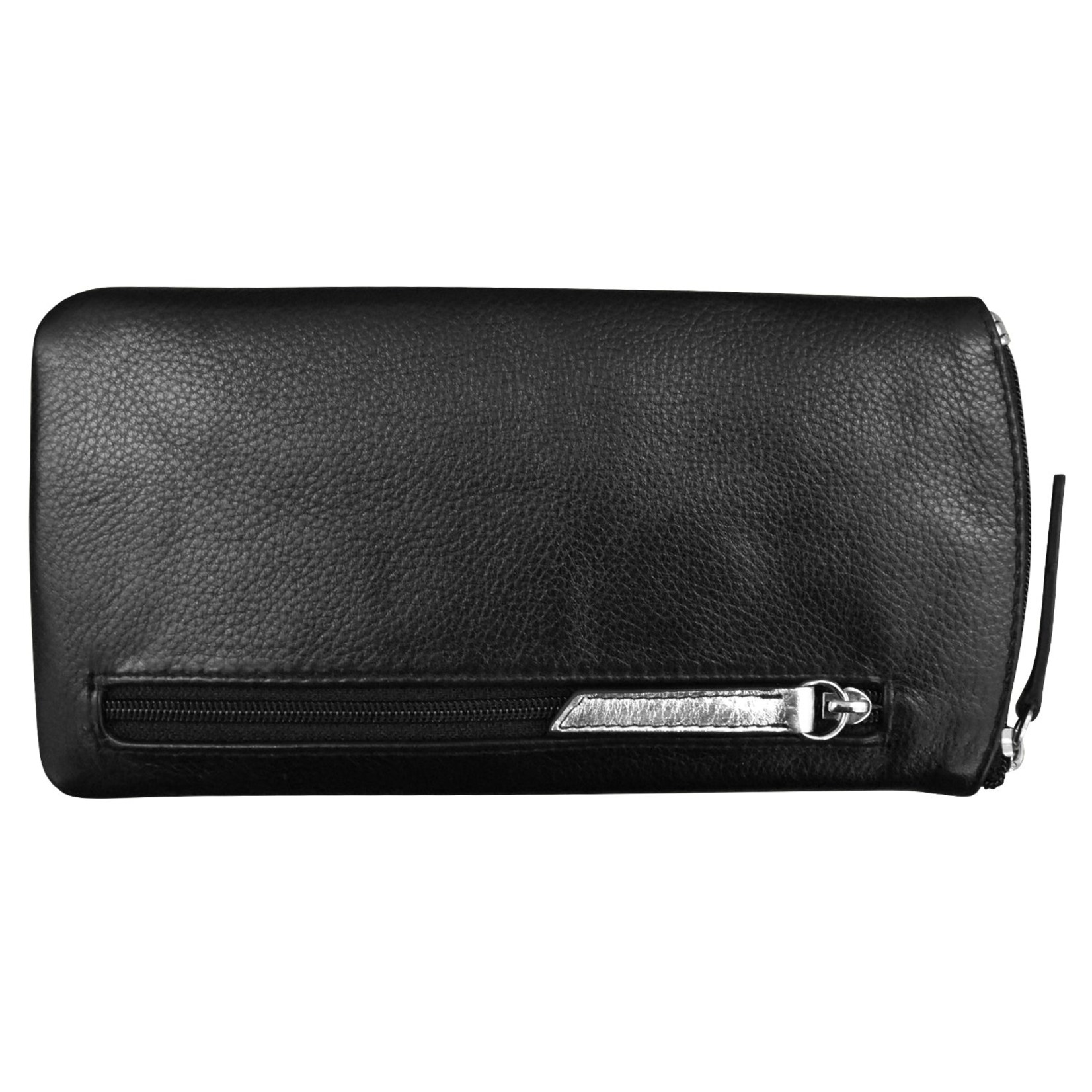 Leather Handbags and Accessories 6462 Black/Silver - Leather Eyeglass Case