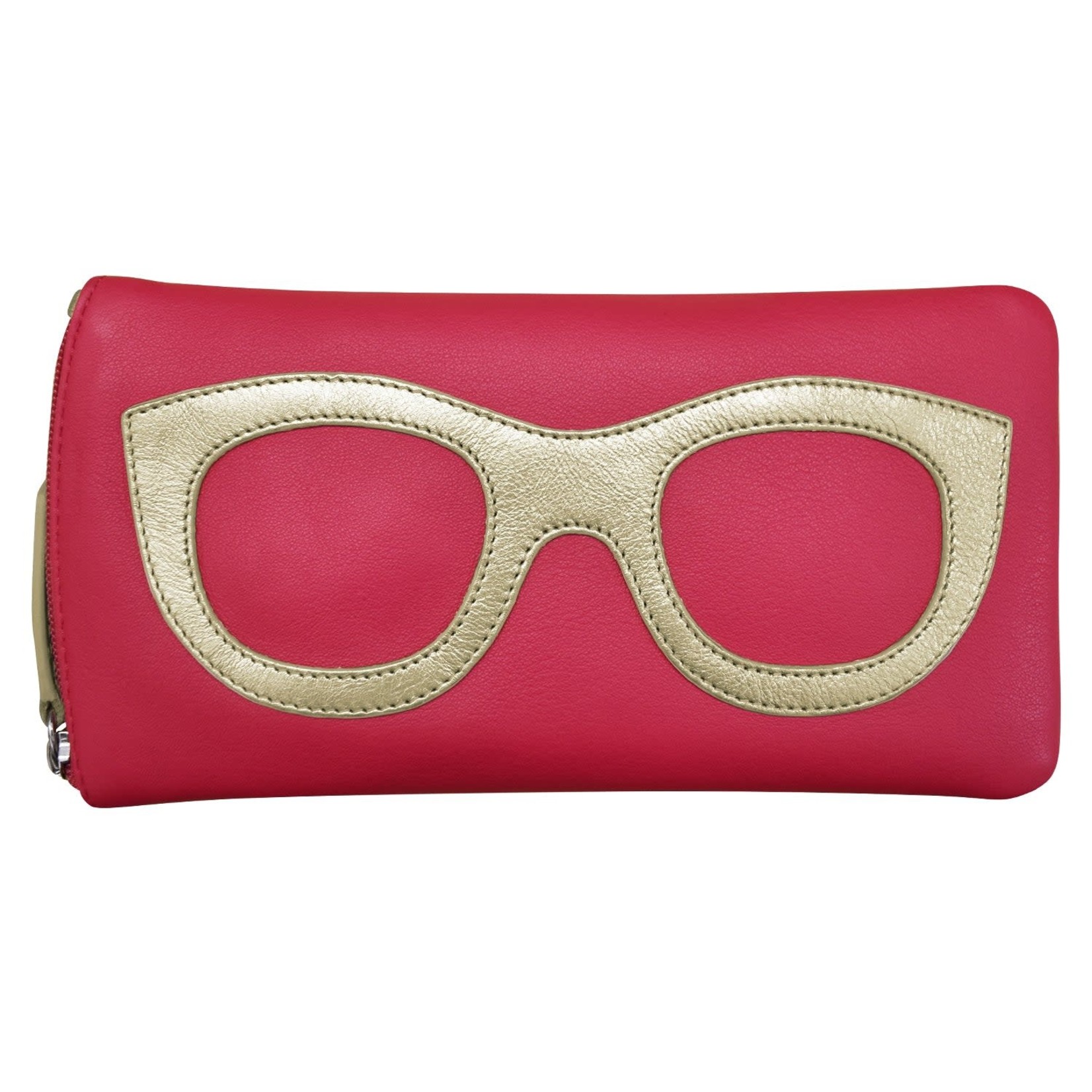 Leather Handbags and Accessories 6462 Indian Pink/Light Gold - Leather Eyeglass Case