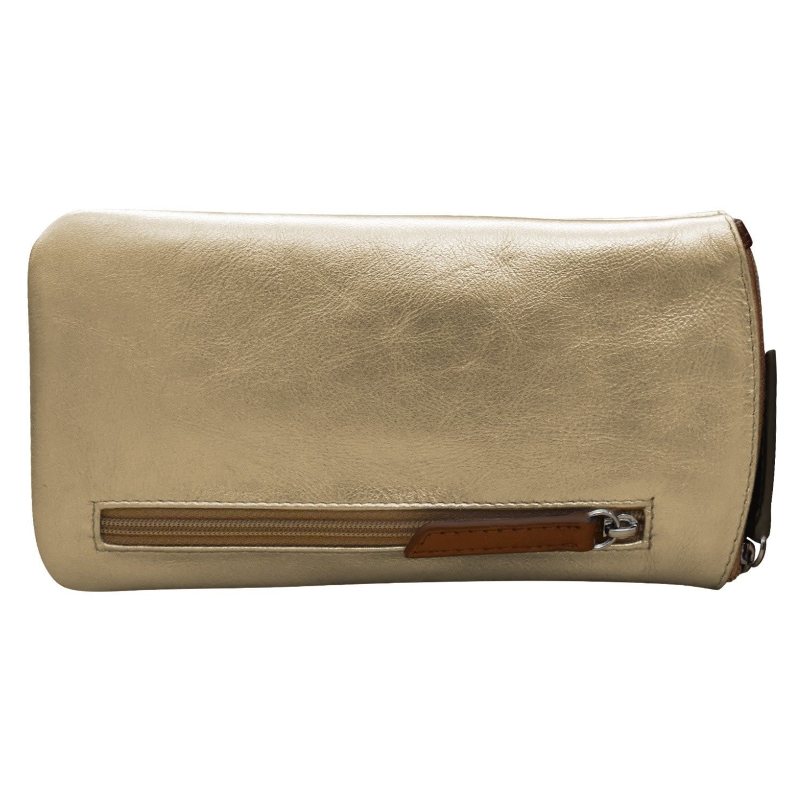Leather Handbags and Accessories 6462 Light Gold/Bronze - Leather Eyeglass Case