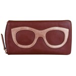 Leather Handbags and Accessories 6462 Merlot/Rose - Leather Eyeglass Case