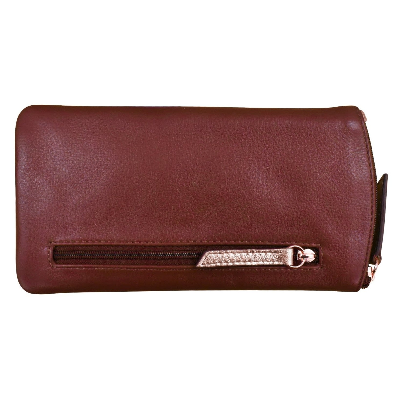 Leather Handbags and Accessories 6462 Merlot/Rose - Leather Eyeglass Case