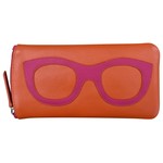Leather Handbags and Accessories 6462 Orange/Indian Pink - Leather Eyeglass Case