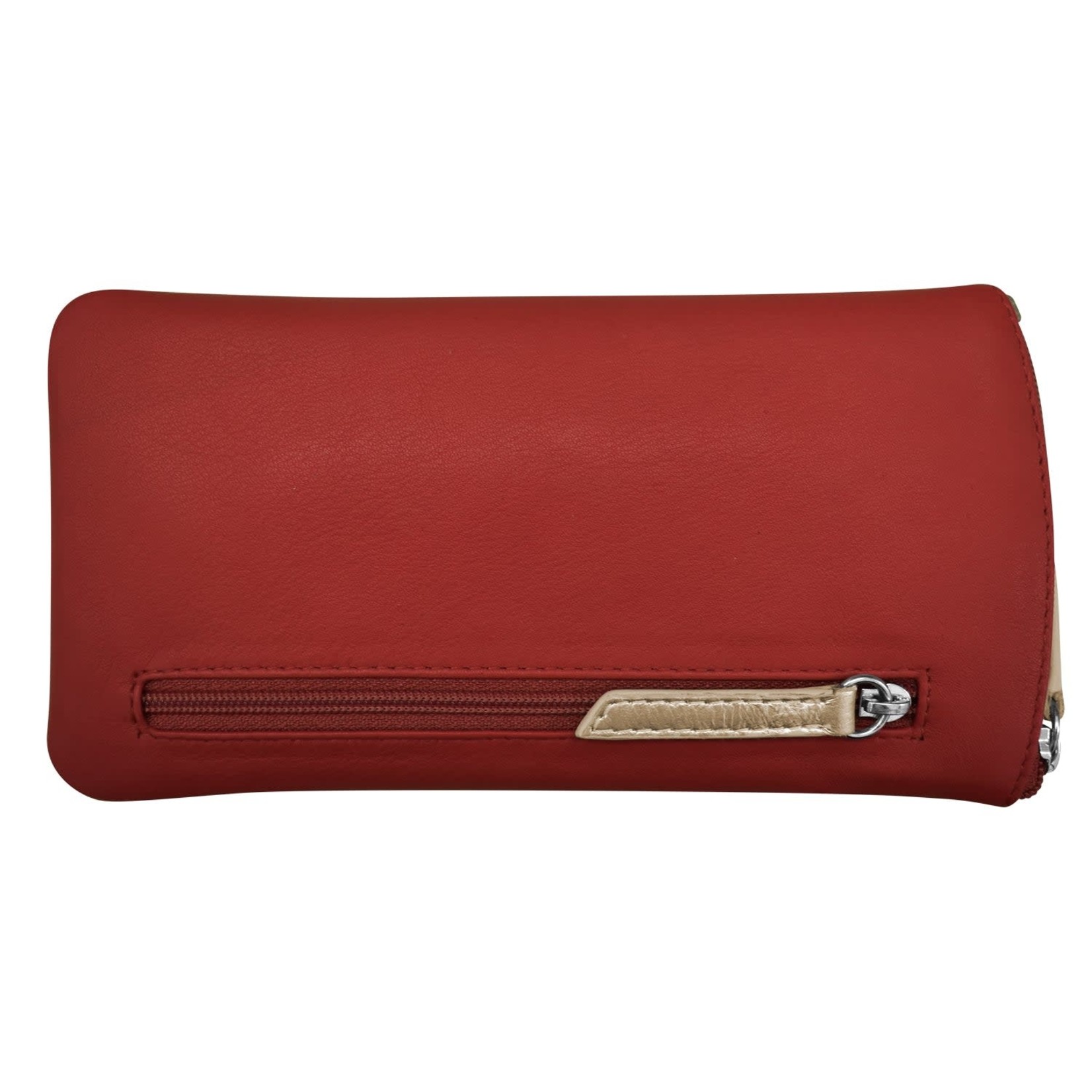 Leather Handbags and Accessories 6462 Red/Light Gold - Leather Eyeglass Case