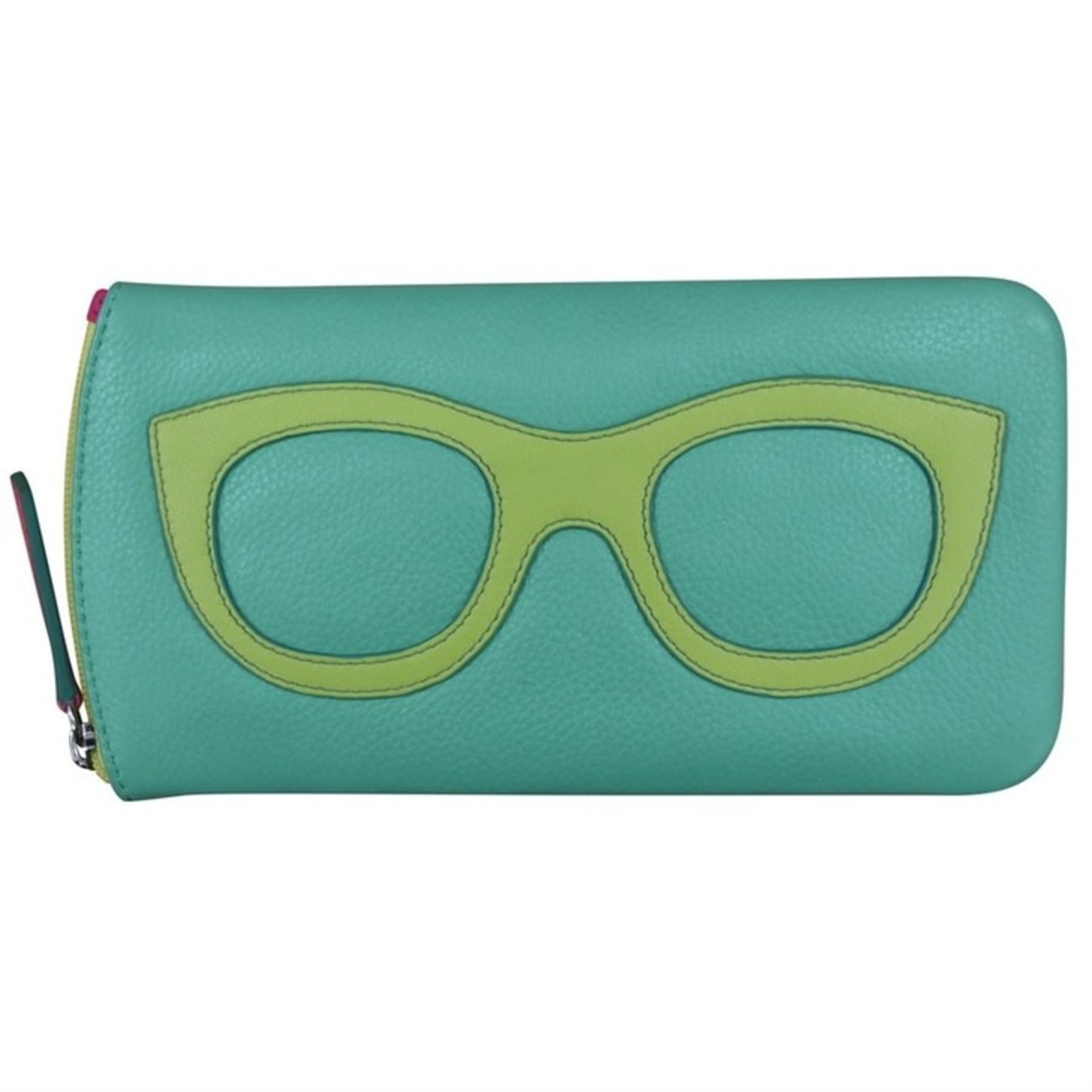 Leather Handbags and Accessories 6462 Turquoise/Leaf/Indian Pink - Leather Eyeglass Case