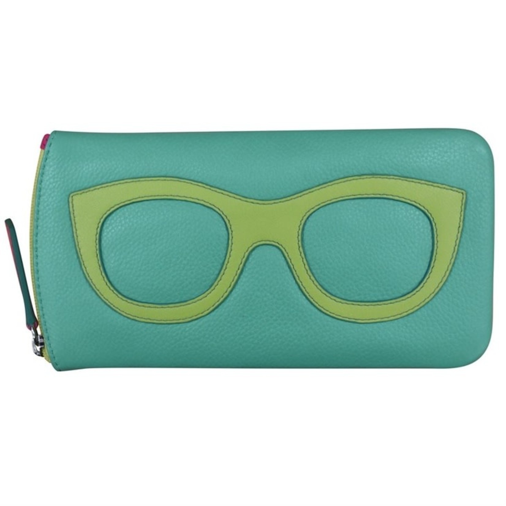 Leather Handbags and Accessories 6462 Turquoise/Pear/Indian Pink - Leather Eyeglass Case