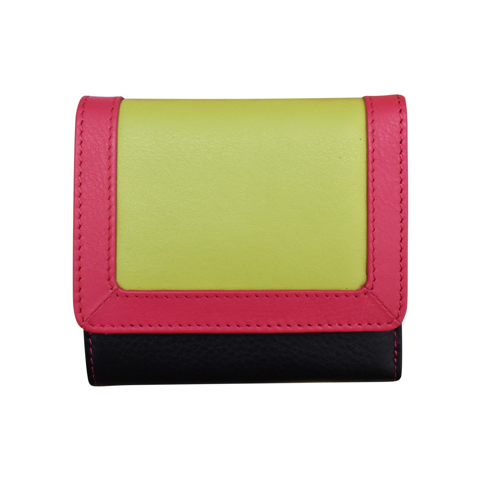 Leather Handbags and Accessories 7824 Black Brights - RFID Tri-fold Color Block Mini Wallet