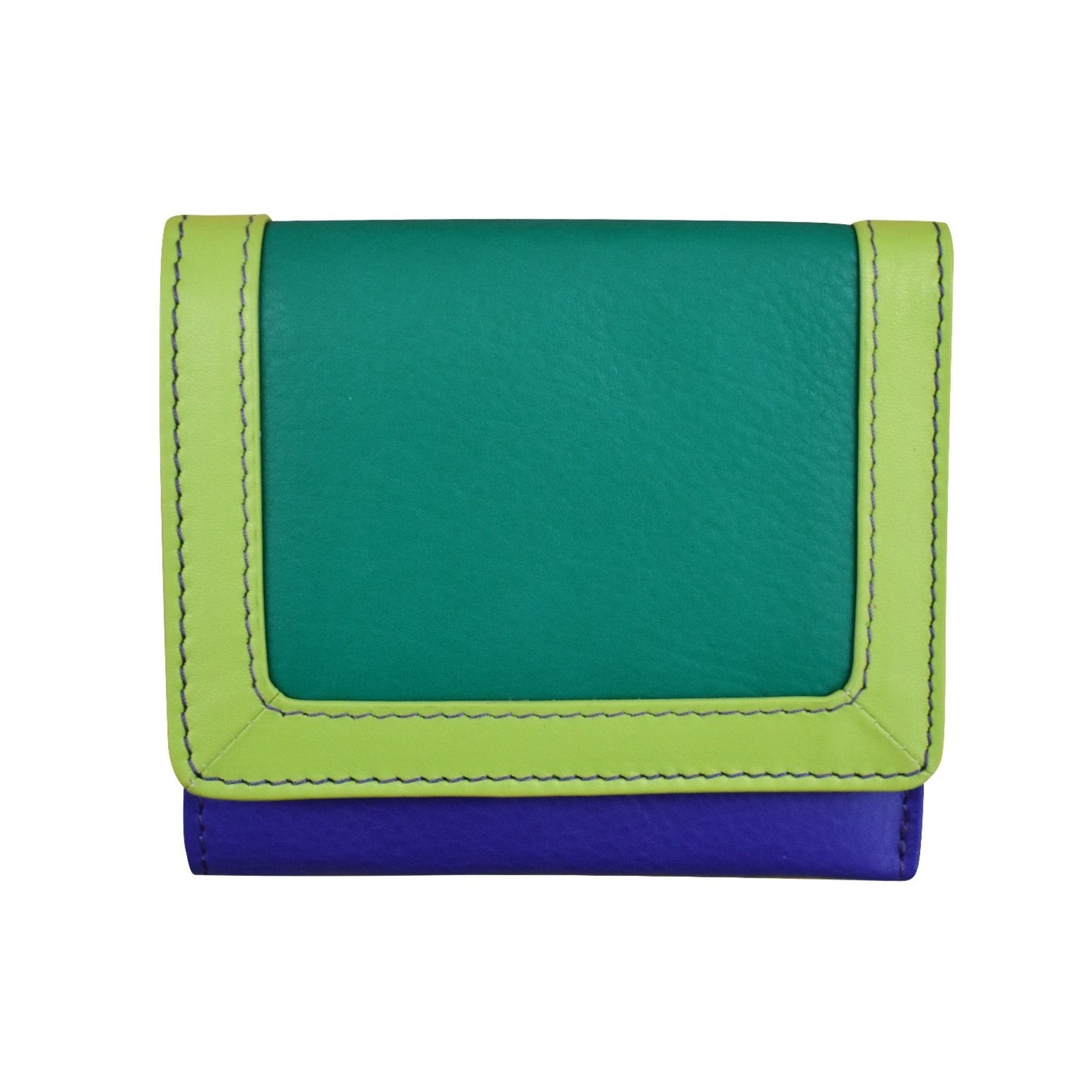 Leather Handbags and Accessories 7824 Cool Tropics - RFID Tri-fold Color Block Mini Wallet