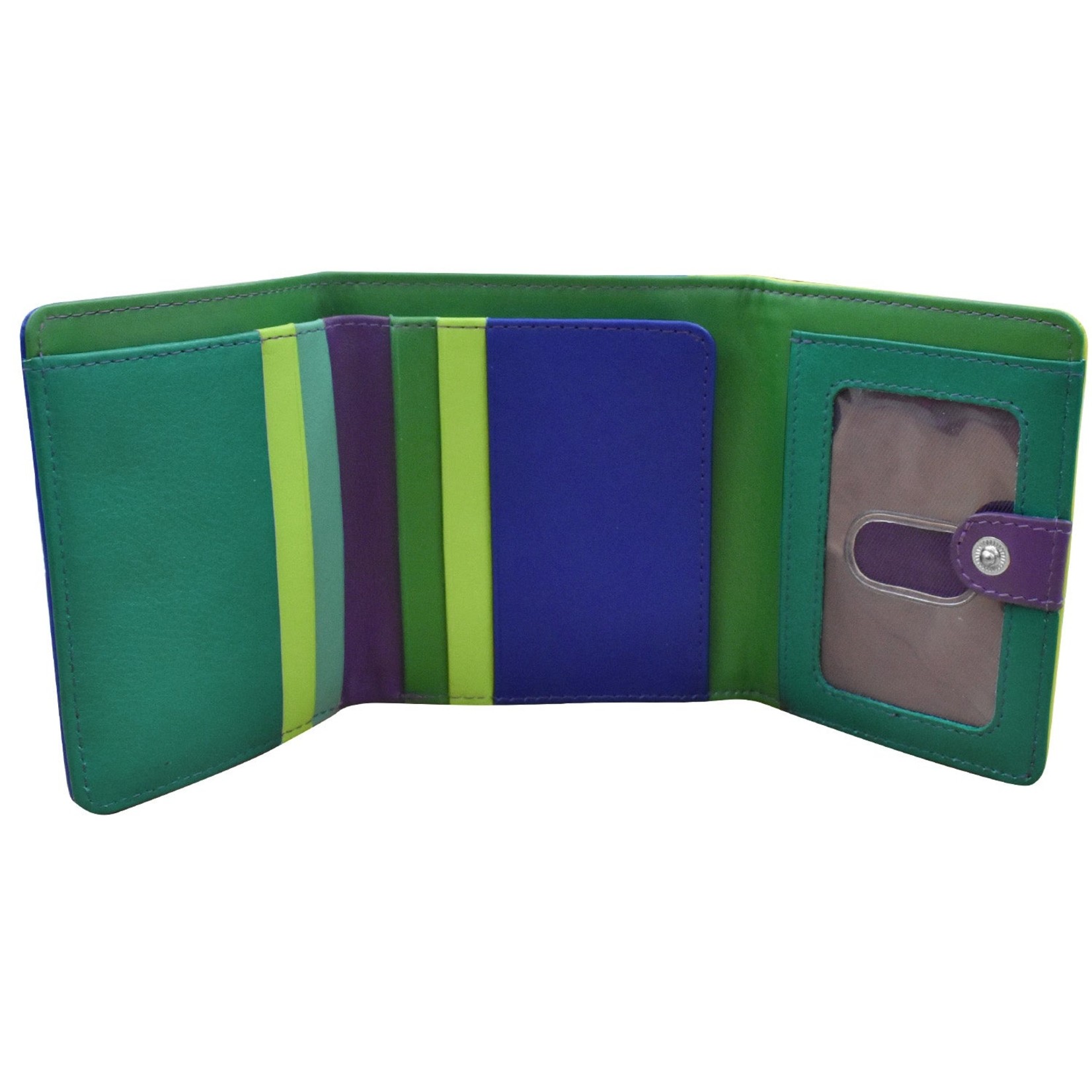 Leather Handbags and Accessories 7824 Cool Tropics - RFID Tri-fold Color Block Mini Wallet