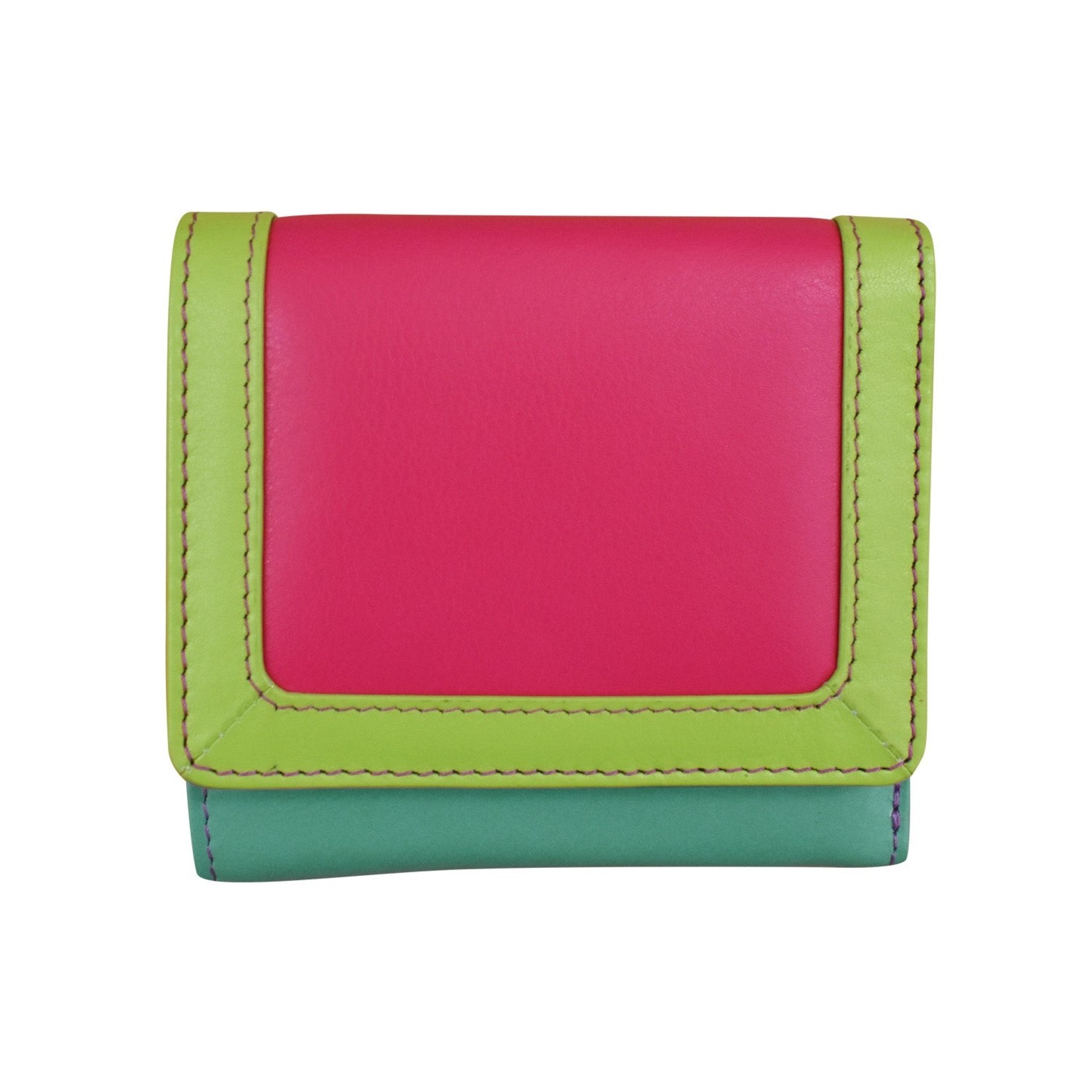 Leather Handbags and Accessories 7824 Palm Beach - RFID Tri-fold Color Block Mini Wallet