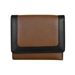Leather Handbags and Accessories 7824 Toffee/Black - RFID Tri-fold Color Block Mini Wallet