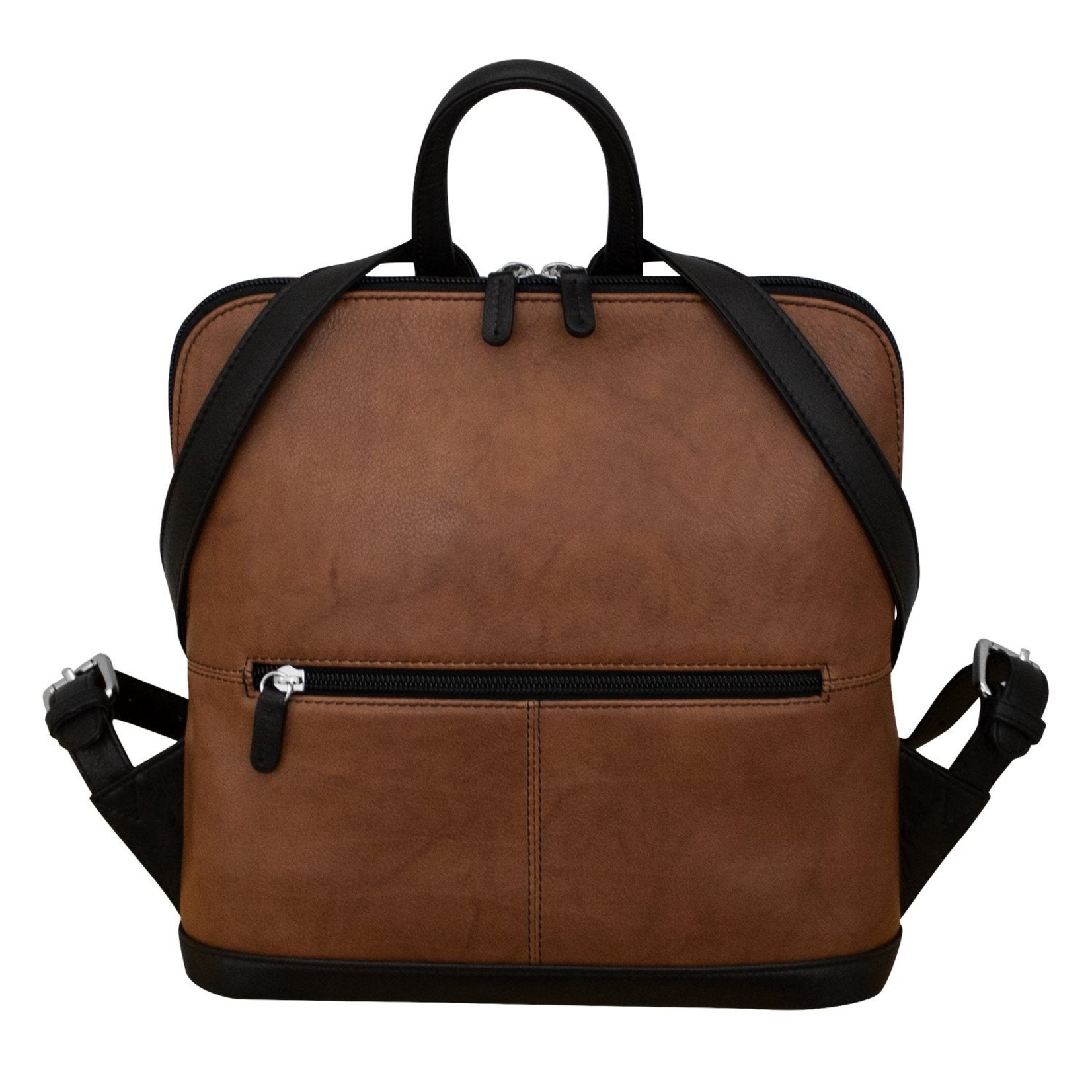 Leather Handbags and Accessories 6503 Toffee/Black - Small Backpack