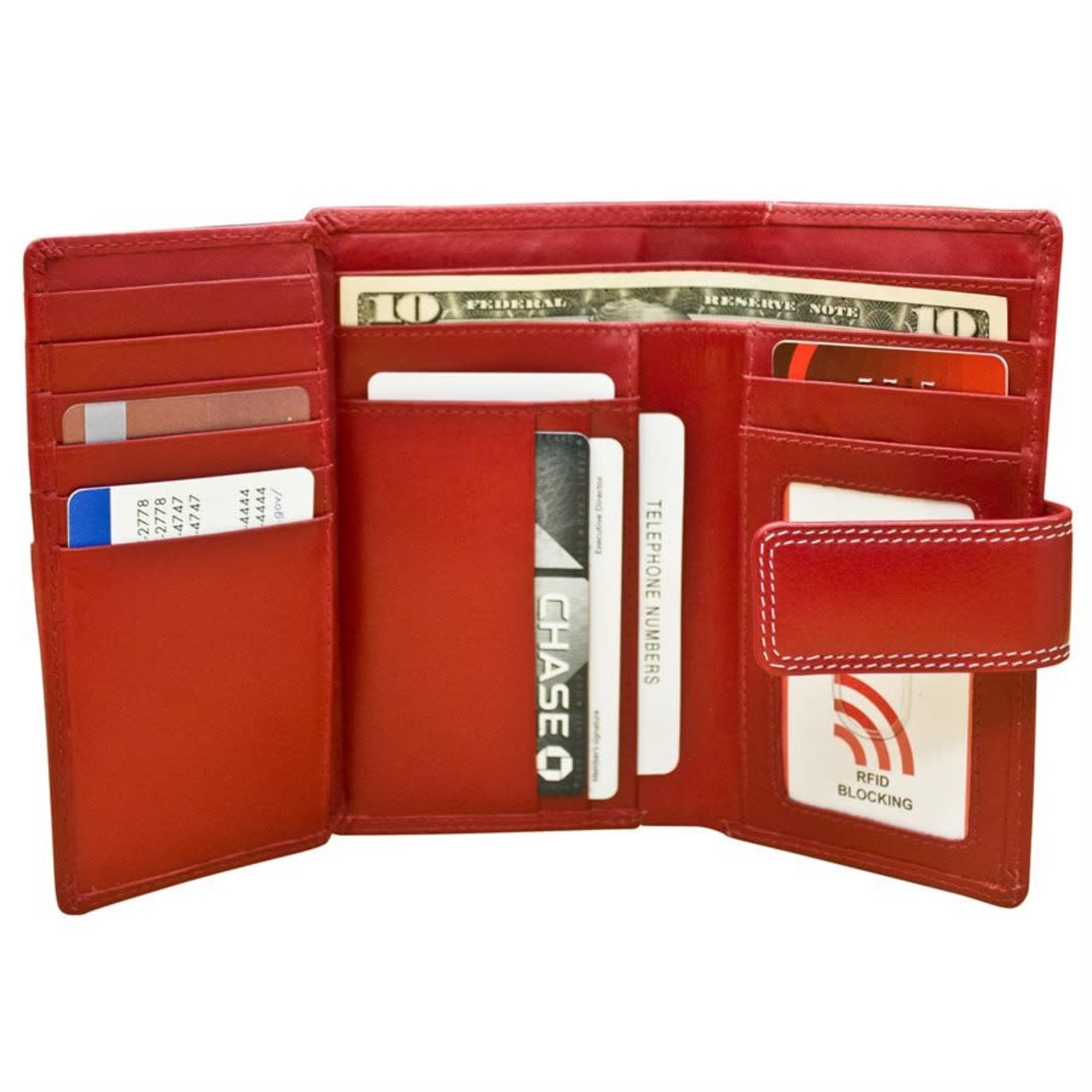 Leather Handbags and Accessories 7826 Red - Midi Wallet