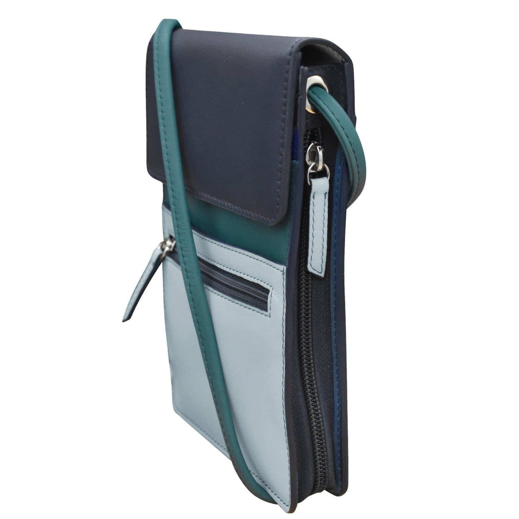 Leather Handbags and Accessories 6824 Denim Multi - Organizer On String