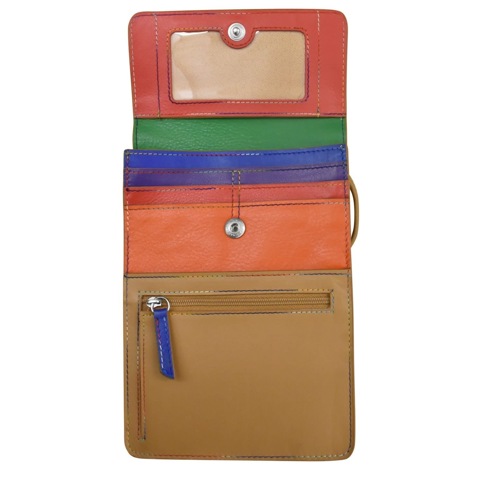 Leather Handbags and Accessories 6824 Rainbow Multi - Organizer On String