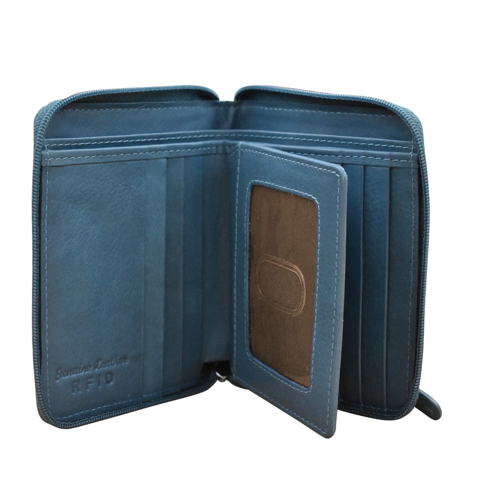 Leather Handbags and Accessories 7859 Jeans Blue - RFID Zip Around Wallet