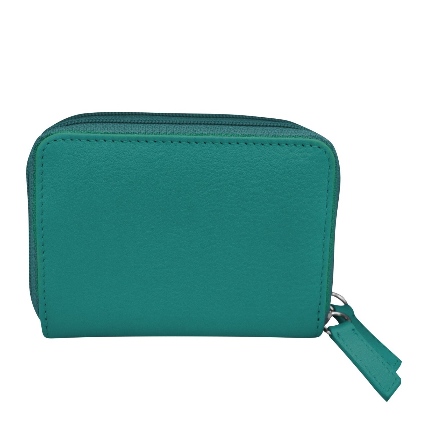 Leather Handbags and Accessories 6714 Aqua - RFID Double Zip Accordion Card Holder
